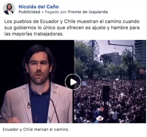 Propaganda de Nicolas del Caño 2019